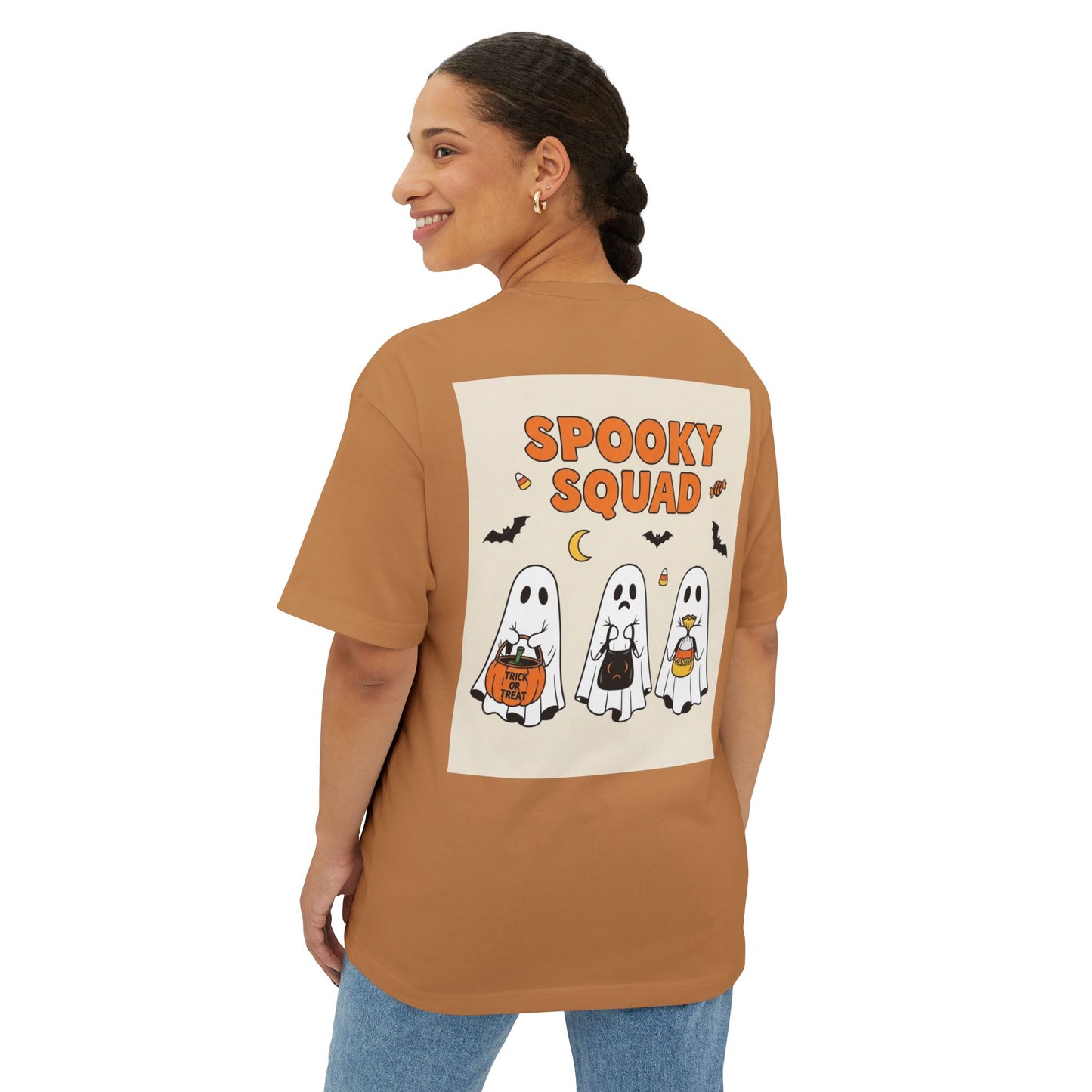 Spooky Squad Unisex Oversized Tee, Halloween Ghost Shirt, Cute Fall Apparel, Festival Wear, Cozy Casual Tee