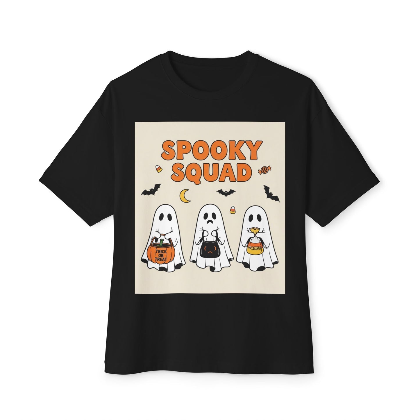 Spooky Squad Unisex Oversized Tee, Halloween Ghost Shirt, Cute Fall Apparel, Festival Wear, Cozy Casual Tee