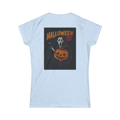 Halloween Women's Softstyle Tee, Spooky T-Shirt, Ghost Print Shirt, Halloween Costume Top, Pumpkin Graphic Tee, Fall Fashion