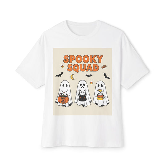 Spooky Squad Unisex Oversized Tee, Halloween Ghost Shirt, Cute Fall Apparel, Festival Wear, Cozy Casual Tee