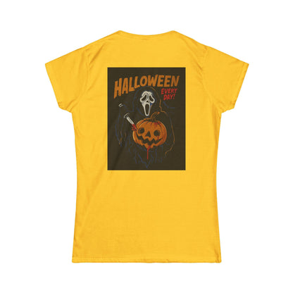 Halloween Women's Softstyle Tee, Spooky T-Shirt, Ghost Print Shirt, Halloween Costume Top, Pumpkin Graphic Tee, Fall Fashion
