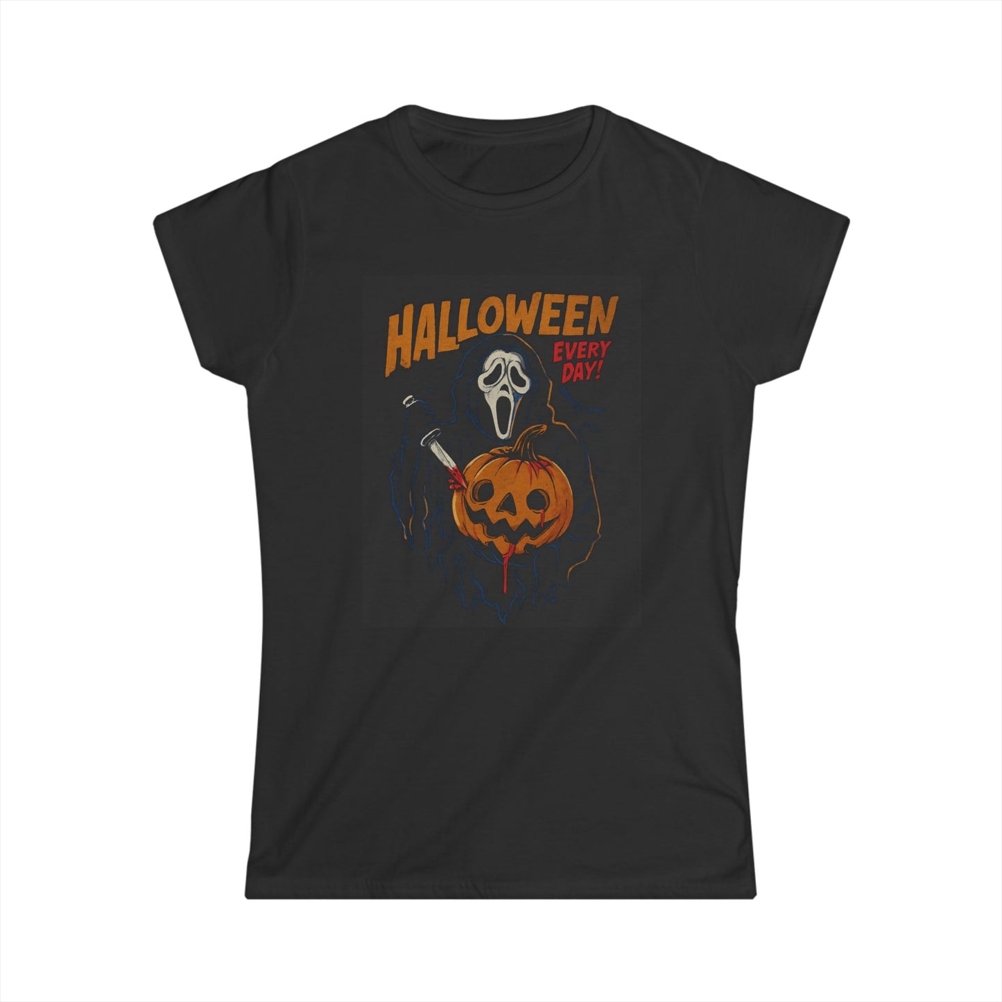 Halloween Women's Softstyle Tee, Spooky T-Shirt, Ghost Print Shirt, Halloween Costume Top, Pumpkin Graphic Tee, Fall Fashion