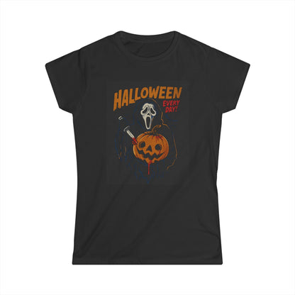 Halloween Women's Softstyle Tee, Spooky T-Shirt, Ghost Print Shirt, Halloween Costume Top, Pumpkin Graphic Tee, Fall Fashion