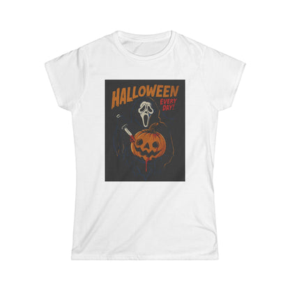 Halloween Women's Softstyle Tee, Spooky T-Shirt, Ghost Print Shirt, Halloween Costume Top, Pumpkin Graphic Tee, Fall Fashion