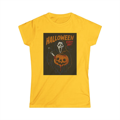 Halloween Women's Softstyle Tee, Spooky T-Shirt, Ghost Print Shirt, Halloween Costume Top, Pumpkin Graphic Tee, Fall Fashion