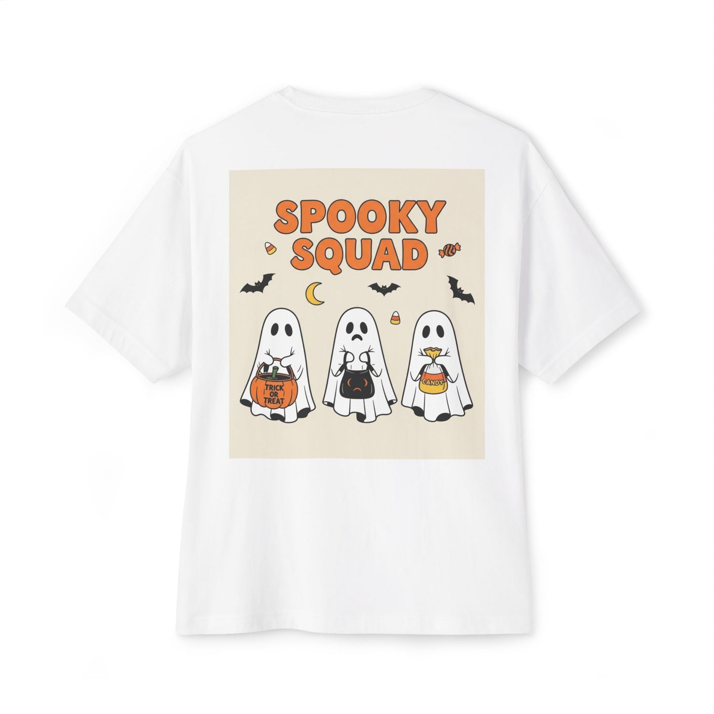 Spooky Squad Unisex Oversized Tee, Halloween Ghost Shirt, Cute Fall Apparel, Festival Wear, Cozy Casual Tee