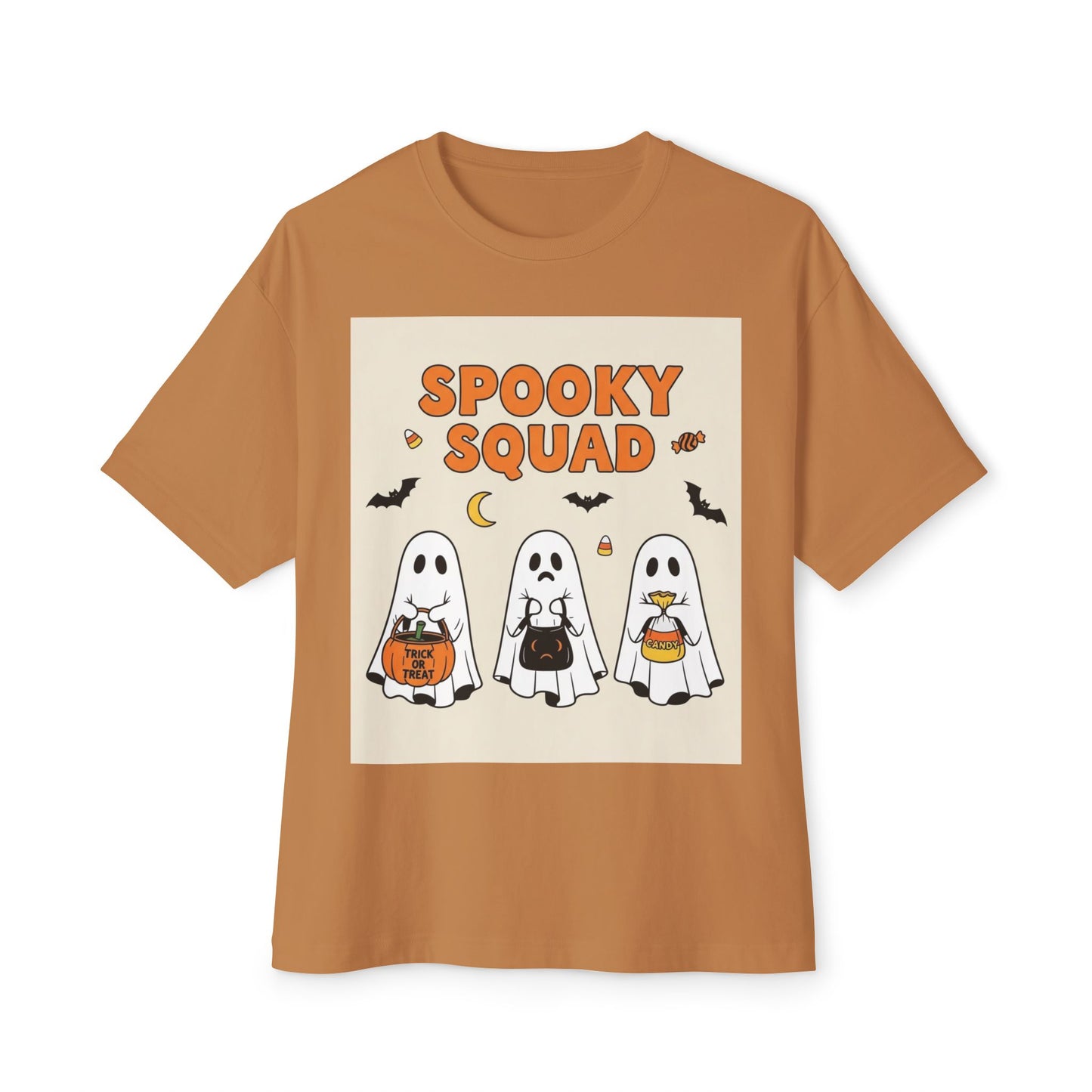 Spooky Squad Unisex Oversized Tee, Halloween Ghost Shirt, Cute Fall Apparel, Festival Wear, Cozy Casual Tee
