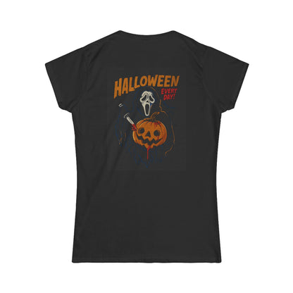 Halloween Women's Softstyle Tee, Spooky T-Shirt, Ghost Print Shirt, Halloween Costume Top, Pumpkin Graphic Tee, Fall Fashion