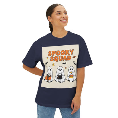 Spooky Squad Unisex Oversized Tee, Halloween Ghost Shirt, Cute Fall Apparel, Festival Wear, Cozy Casual Tee