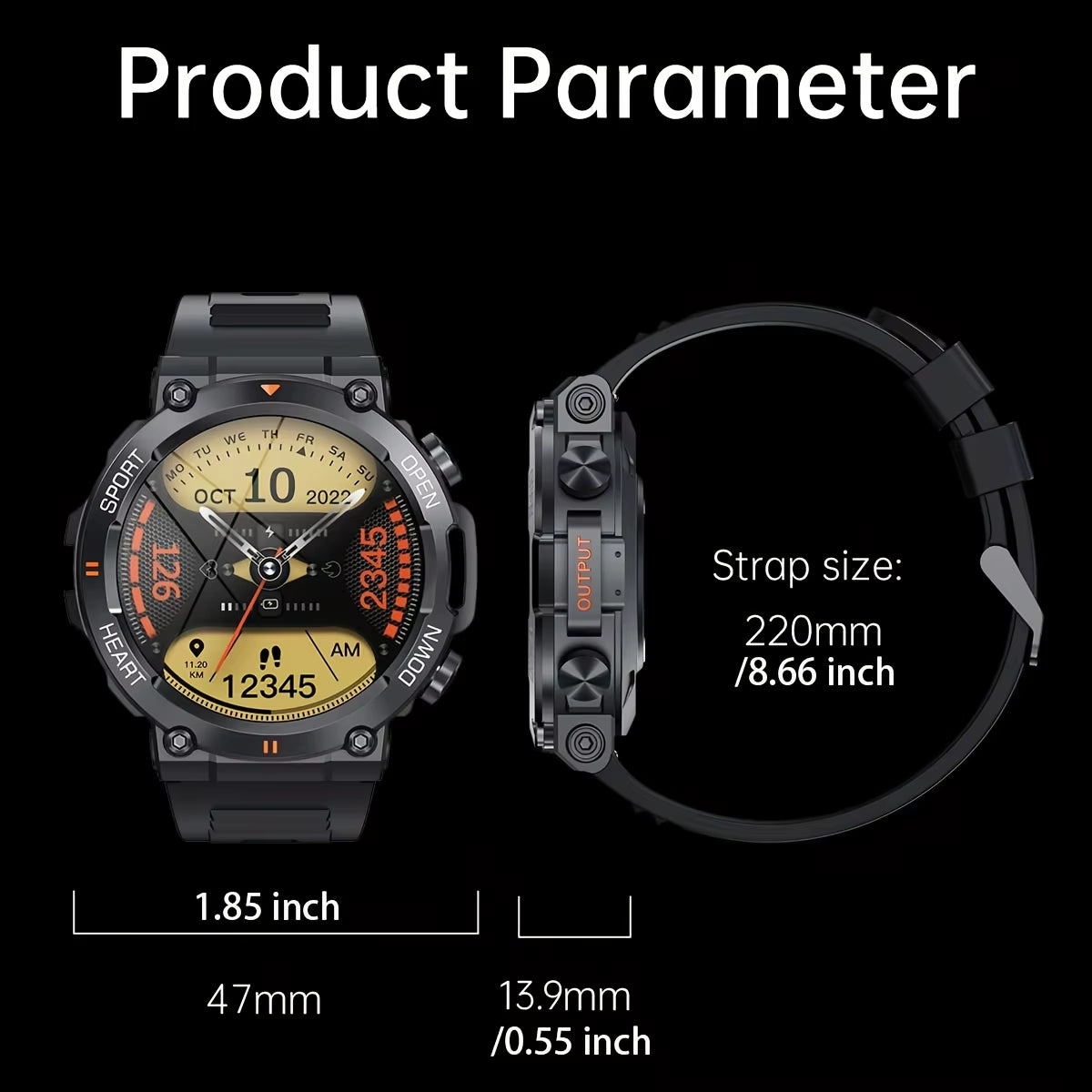  Smart Watch for Men Heart Rate Blood Bluetooth Sport 400Mah Long Standby 1.39 Inch 360*360 HD Screen Outdoors Smartwatch  K56Pro